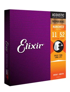 Elixir Nanoweb 16027 struny do gitary akustycznej .011-.052 - Struny gitarowe  - miniaturka - grafika 1