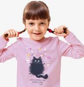 Bluzki dla dziewczynek - T-shirt z długim rękawem dla dziewczynki, z kotem astronautą, różowy 3-8 lat - miniaturka - grafika 1