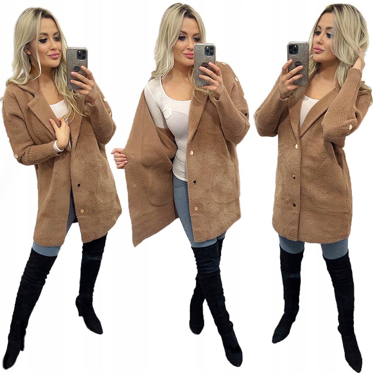Sweter Alpaki Wełna Modne oversize