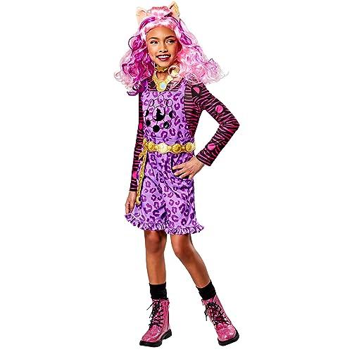 Rubies Clawdeen Deluxe kostium dziewczęcy kostium Jumpsuit, opaska na głowę, pasek i naszyjnik, oficjalny Monster High, karnawał, Boże Narodzenie, urodziny, imprezę i Halloween