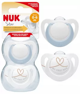 Nuk Star Silikonowy Smoczek Uspokajający 0-6M 2Szt 730713 Niebieski - Smoczki uspokajające - miniaturka - grafika 1