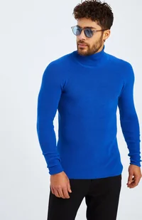 Męski sweter z golfem Leif Nelson z cienkiej dzianiny z golfem LN-2010, ciemnoniebieski / XXL - Swetry męskie - miniaturka - grafika 1