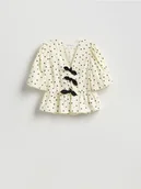 Bluzki damskie - Reserved - Bluzka w groszki - czarny - miniaturka - grafika 1