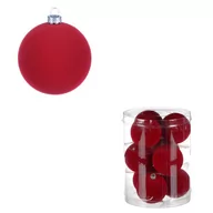 Bombki - Świąteczne bombki z aksamitną powierzchnią, plastik, czerwony, 9 szt. - miniaturka - grafika 1