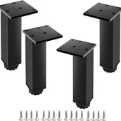 Zawiasy, okucia i inne akcesoria - Nogi meblowe aluminiowe regulowane, zestaw 4 szt., do mebli, sof i stołów, czarne, 18 cm (zakres regulacji 180-198 mm) - miniaturka - grafika 1