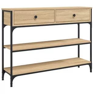 Stolik konsolowy, dąb sonoma, 100x25x75 cm Lumarko! - Konsole i sekretarzyki - miniaturka - grafika 3