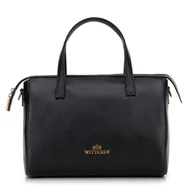 Torebki damskie - Damski kuferek ze skóry czarny - miniaturka - grafika 1