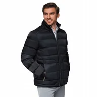 Kurtki męskie - Pikowana męska kurtka z połyskiem i stójką - czarna V1 OM-JALP-0218 r. XXL - miniaturka - grafika 1