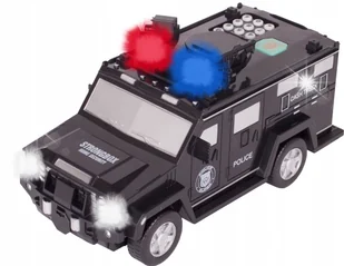 SEJF SKARBONKA BANKOMAT BANKNOTY MONETY AUTO POLICJA CZARNY BANKOWÓZ PIN - Skarbonki - miniaturka - grafika 1