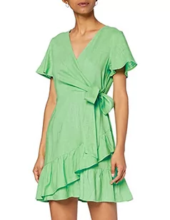 Czarująca damska sukienka o wiosennym zielonym wyglądzie lnu - Sukienki - miniaturka - grafika 1