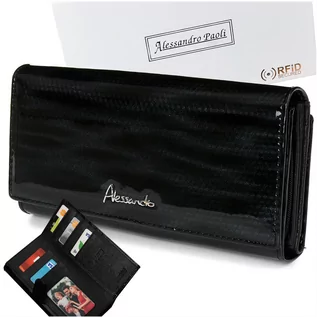 Portfele - Czarny portfel damski skórzany duży elegancki RFID Z23 czarny - grafika 1