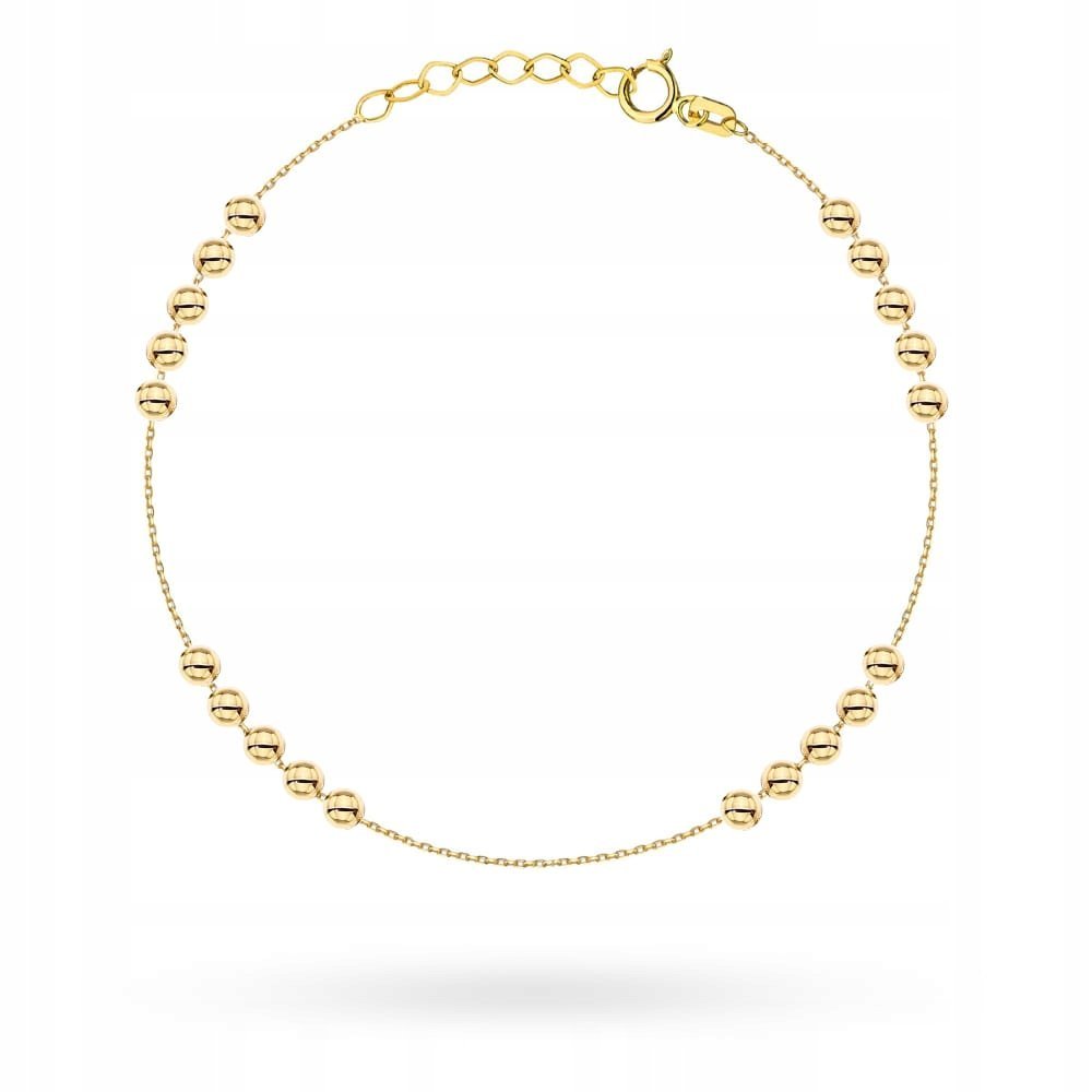 Bransoletka ze złota 585 złożona z gładkich kuleczek elegancki prezent 14k