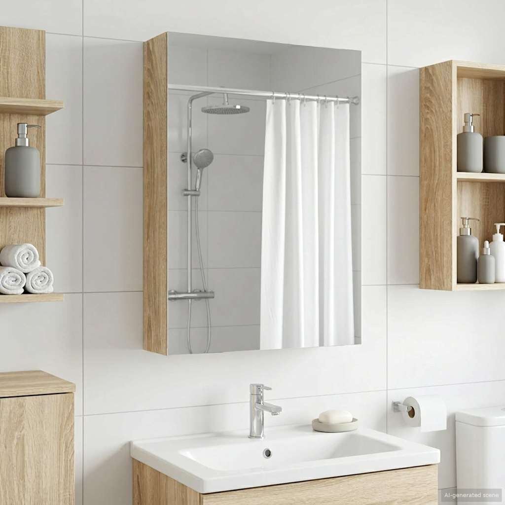 vidaXL vidaXL Szafka z lustrem do łazienki Dąb Sonoma 40 x 10,5 x 60,5 cm