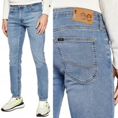 Spodnie męskie - Lee MALONE SKINNY WORN KALI BŁĘKITNE RURKI W31 L32 - miniaturka - grafika 1
