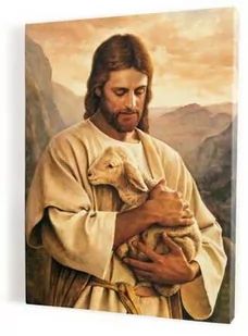 Jezus Chrystus Dobry Pasterz, obraz na płótnie canvas - Ikony i obrazy sakralne - miniaturka - grafika 1