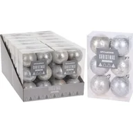 Bombki - Bombka plastikowa srebrna 6 cm 6 sztuk mix - miniaturka - grafika 1