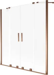 Mexen Velar Duo parawan nawannowy 2-skrzydłowy rozsuwany 160 x 150 cm, szron, różowe złoto - 896-160-000-32-60 - Parawany nawannowe - miniaturka - grafika 1