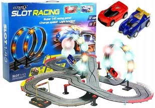 Import LEANToys Tor Wyścigowy 2 Autka Slot Cars 1:43 Pętla Lampki 3009 - Tory, garaże, parkingi - miniaturka - grafika 7