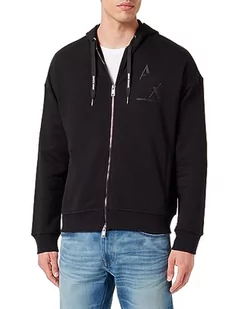 Armani Exchange Męska bluza z kapturem na zamek błyskawiczny, Eagle Logo, czarny, M - Bluzy męskie - miniaturka - grafika 1