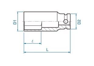 NASADKA DŁUGA UDAROWA 3/8" 10mm x 65mm, 6-kąt King Tony - Klucze i nasadki - miniaturka - grafika 2