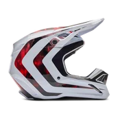 Kaski motocyklowe - Kask Cross FOX V1 Kairos Biały/Czerwony FluorescencyjnyL - miniaturka - grafika 1