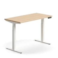 Biurka - Biurko z regulacją wysokości QBUS, proste, 1200x600 mm, biała rama, dąb - miniaturka - grafika 1
