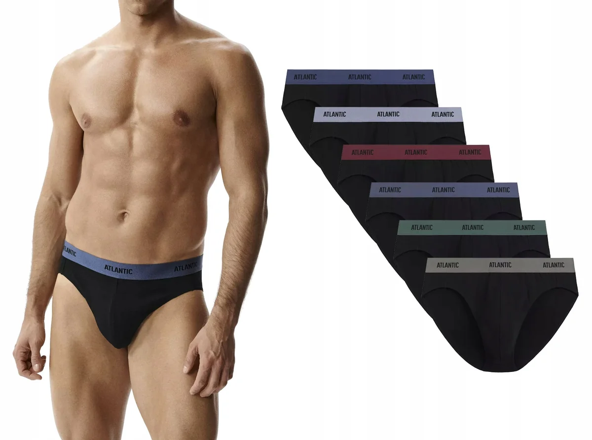 ATLANTIC Slipy męskie sportowe bawełna 6SMP-004-CZA 6-PACK XL