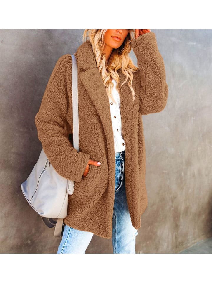 Milan Kiss Kurtka pluszowa w kolorze jasnobrązowym