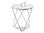 Ławy i stoliki kawowe - MAŁY STOLIK KAWOWY AMIN S BIAŁY MARMUR NA PODSTAWIE CHROM - miniaturka - grafika 1