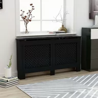 Akcesoria grzewcze - vidaXL Osłona na kaloryfer, czarna, 152x19x81 cm, MDF - miniaturka - grafika 1