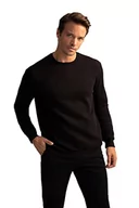 Swetry męskie - DeFacto Sweter z długim rękawem męski - okrągły dekolt bluza męska (czarny, XL), czarny, XL - miniaturka - grafika 1