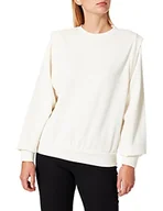 Koszulki i topy damskie - Taifun Damska bluza podkreślająca ramiona, długi rękaw, koszulka z długim rękawem, okrągły dekolt, jednokolorowa, białawy, 38 - miniaturka - grafika 1