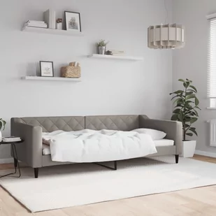 vidaXL Sofa z funkcją spania, kolor taupe, 90x200 cm, obita tkaniną - Sofy i kanapy - miniaturka - grafika 1