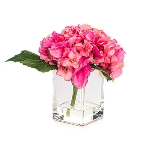 EUROCINSA Ref.89717C21 różowy układ HORTENSIA, pudełko 2 szt. , plastik, szkło, różowy, 19 x 22 cm - Sztuczne kwiaty - miniaturka - grafika 1