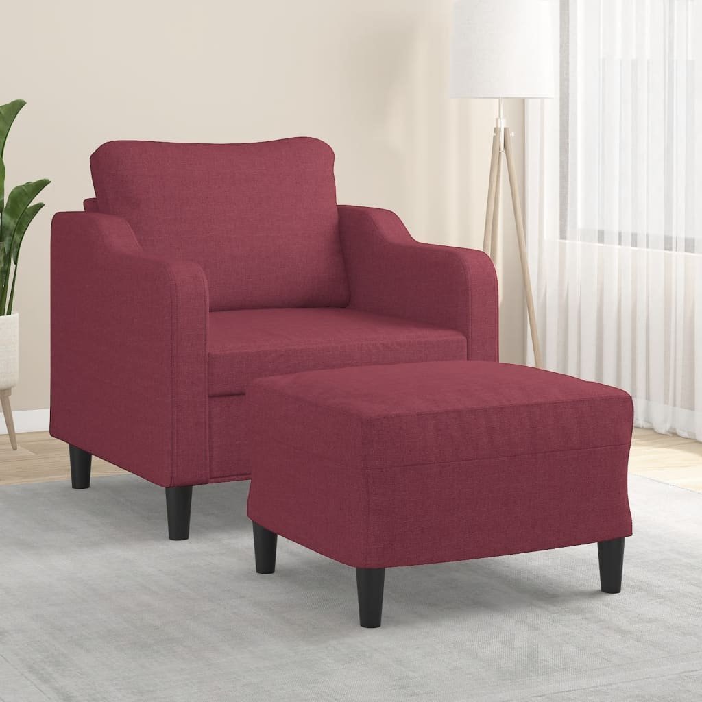 vidaXL vidaXL Fotel z podnóżkiem, winna czerwień, 60 cm, obity tkaniną