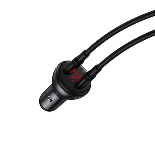 Baseus ładowarka samochodowa 2x USB 45 W 5 A Quick Charge 3.0 Huawei SCP z ekranem LCD szary (CCBX-B0G) - Ładowarki samochodowe - miniaturka - grafika 4