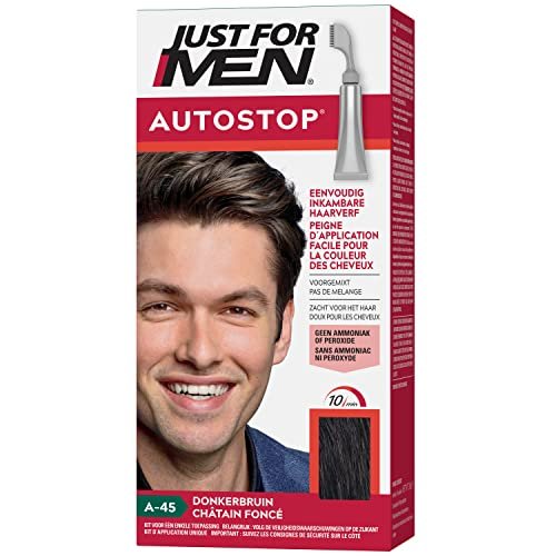Just For Men Brązowa farba do włosów, bez mieszania, z grzebieniem do nakładania bardzo łatwa do zakamuflowania białych włosów, bez amoniaku i nadtlenku, A45