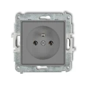 Gniazdka elektryczne - Karlik Gniazdo poj. z uziemieniem ICON - szary mat - miniaturka - grafika 1