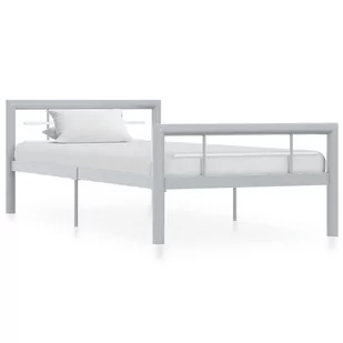 vidaXL Rama łóżka, szaro-biała metalowa, 100 x 200 cm - Łóżka - miniaturka - grafika 1