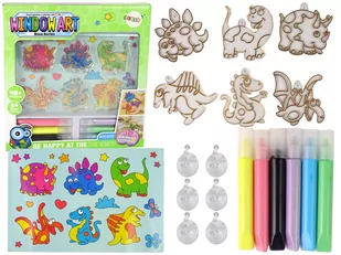 Zestaw Kreatywny Witraże Okno Zastygająca Farba Dinozaury 3D - Zabawki kreatywne - miniaturka - grafika 1