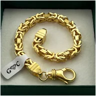 Bransolety męskie - ZŁOTA BRANSOLETKA MĘSKA 925 GRUBA SREBRO SPLOT KRÓLEWSKI 21cm/6mm + Y - miniaturka - grafika 1