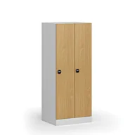 Szafki BHP - Szafa ubraniowa obniżona 2-drzwiowa, 1500 x 600 x 500 mm, zamek RFID, drzwi laminowane, buk - miniaturka - grafika 1
