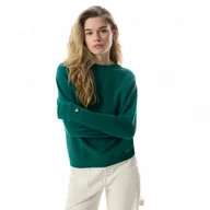 Bluzy damskie - Damska bluza dresowa nierozpinana bez kaptura Champion Legacy Crewneck Sweatshirt - zielona - miniaturka - grafika 1