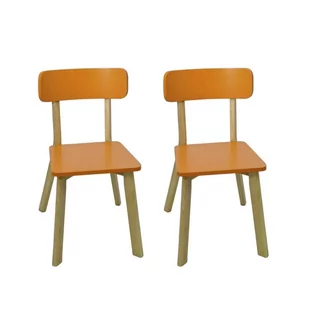 2x Krzesło kuchenne drewniane pomarańczowe - Krzesła - miniaturka - grafika 1