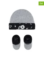 Czapeczki dla niemowląt - Converse 2-częściowy zestaw w kolorze czarno-szarym - miniaturka - grafika 1