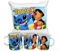 Gadżety dla niej i dla niego - ZESTAW PODUSZKA + KUBEK Prezent LILO I STICH STICZ + IMIĘ 35 - miniaturka - grafika 1