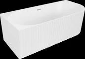 Wanny - Mexen Gia wanna wolnostojąca narożna ryflowana lewa 170 x 80 cm, biała mat, przelew chrom - 52701708001L-01 - miniaturka - grafika 1