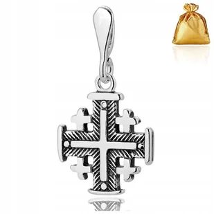 SREBRNY MĘSKI KRZYŻYK ZAWIESZKA KRZYŻ JEROZOLIMSKI SREBRO 925 NA PREZENT - Wisiorki - miniaturka - grafika 1