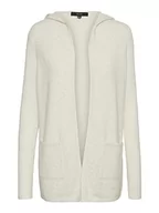 Swetry damskie - Vero Moda Vmdoffy Ls Open Hood Cardigan Ga Noos Kardigan Kobiety, Birch/szczegóły: melanż, L - miniaturka - grafika 1