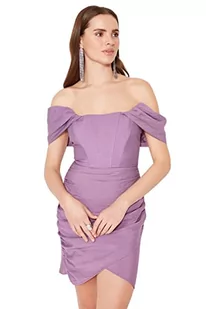 Trendyol Damska sukienka typu Glam Mini Bodycon, dopasowana, fioletowa, 42, Fioletowy, 68 - Sukienki - miniaturka - grafika 1